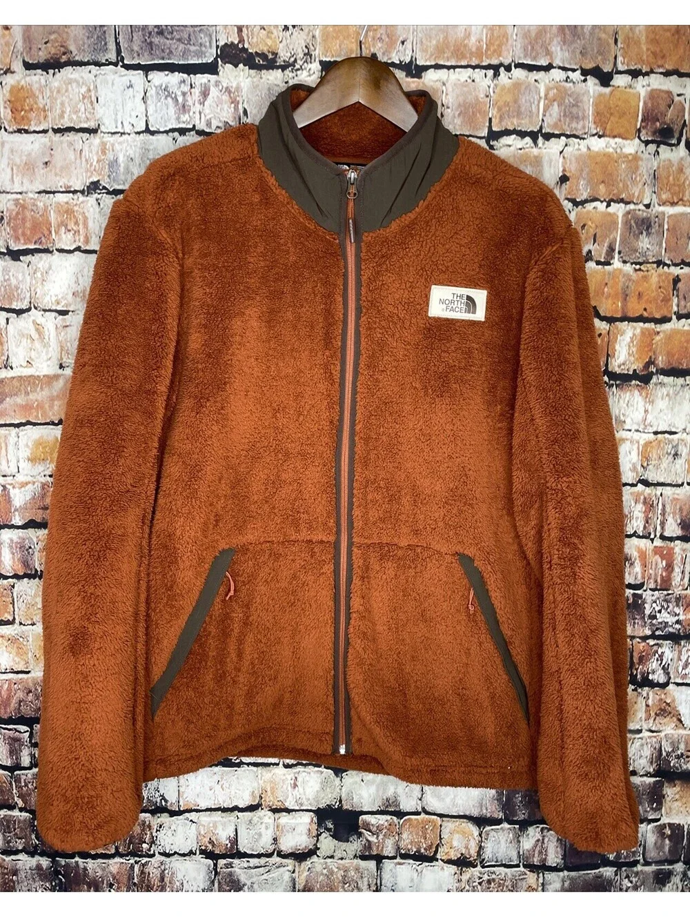 North Face Campshire Full Zip Sherpa Heavy Fleece Jacket Mens XL X-Large Orange